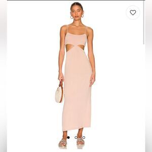 Free People Beach Size Large Piper Midi Cut Out Sleeveless Dress Natural NWT
